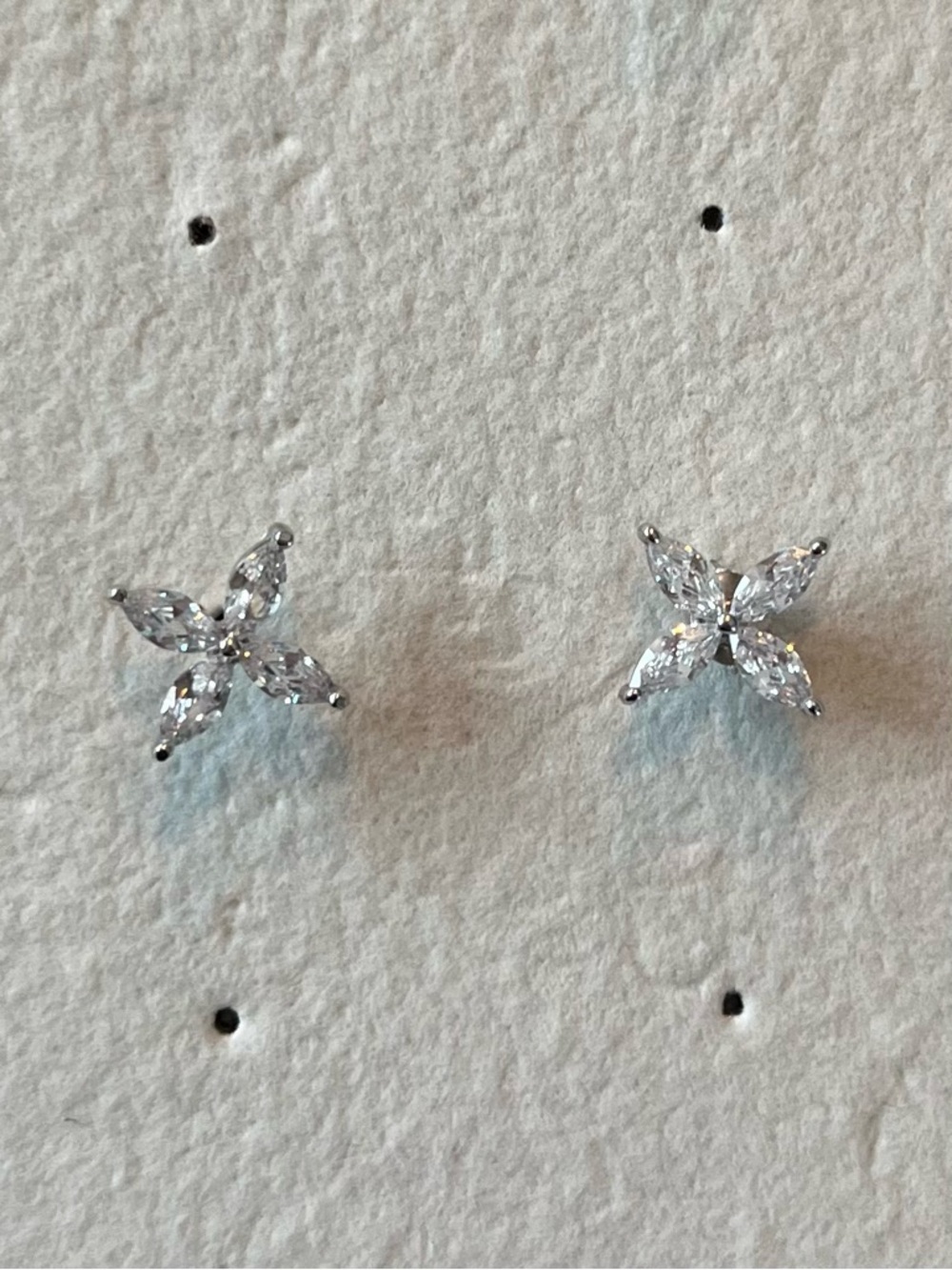 Sterling 925 Flower CZ Marquise Stud Earrings - Clear